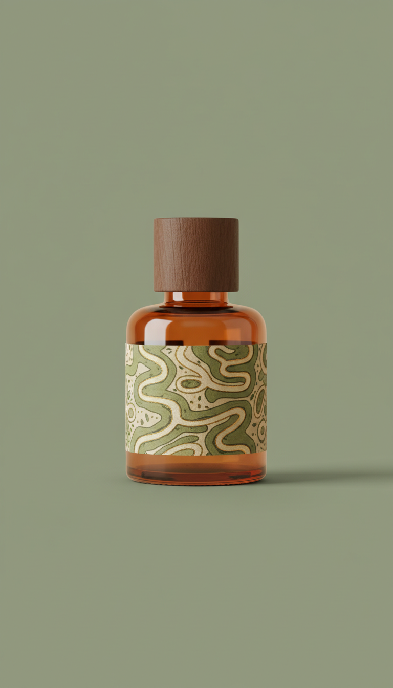 Mossy pathways car diffuser in amber glass